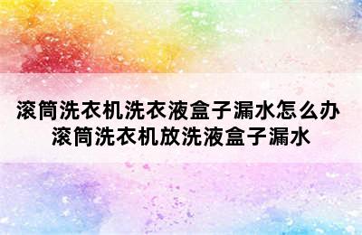 滚筒洗衣机洗衣液盒子漏水怎么办 滚筒洗衣机放洗液盒子漏水